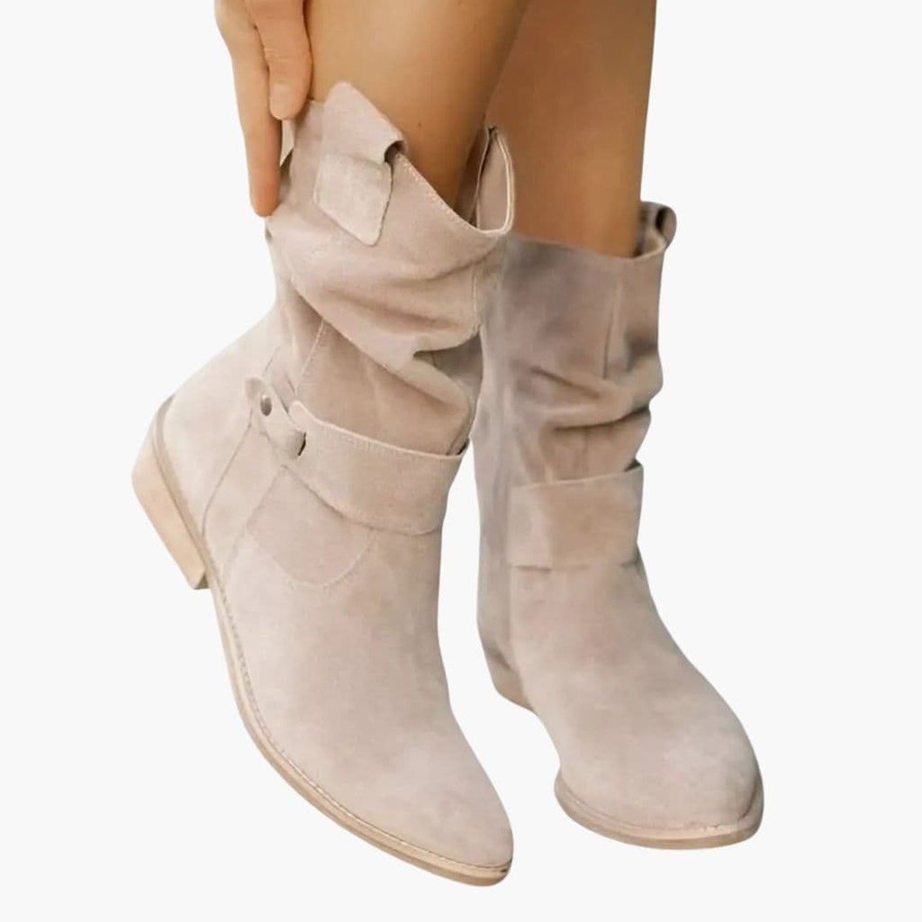 Botki damskie z suwakiem po boku i marszczoną cholewką