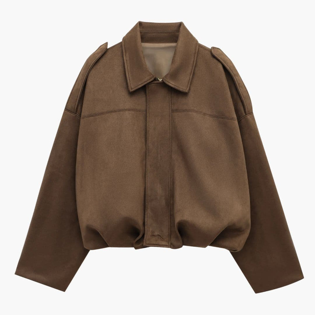 Damska kurtka bomberka z kołnierzem z klapami