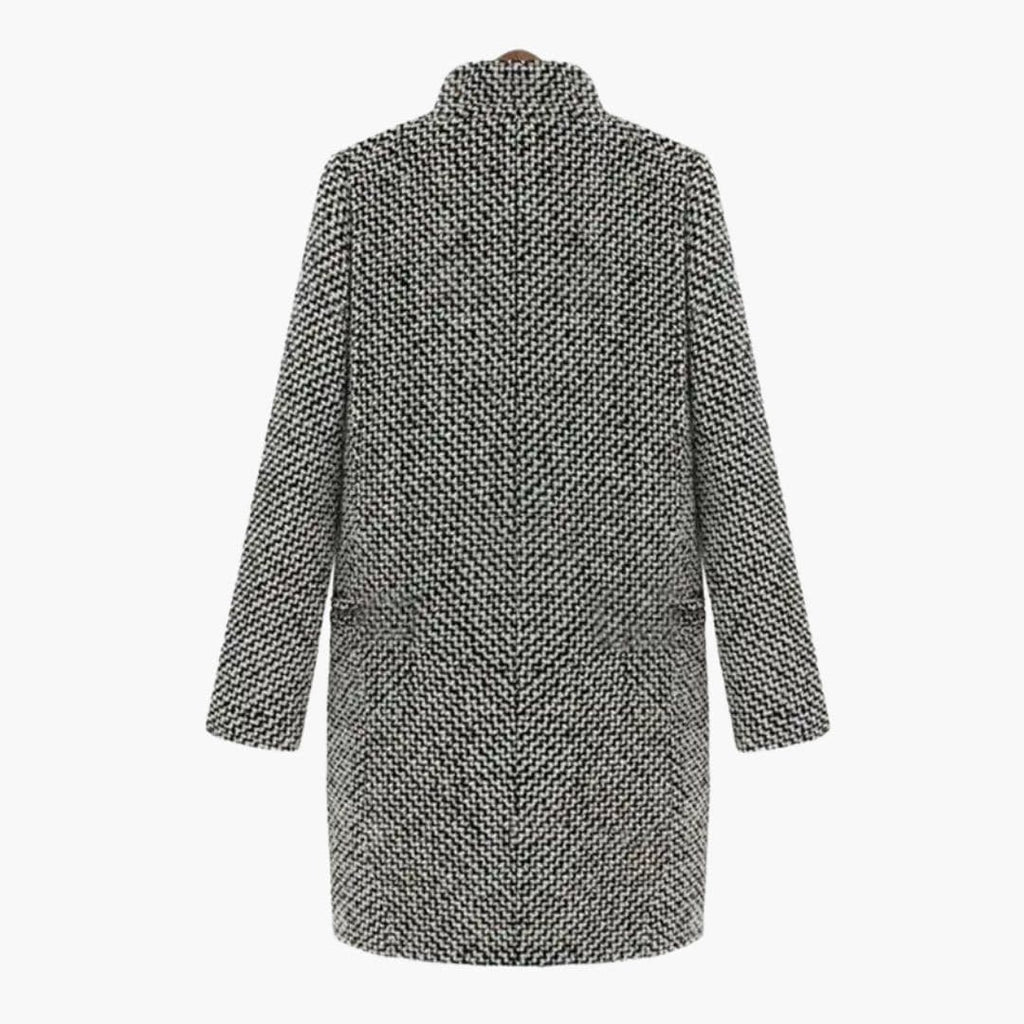 Damski długi płaszcz z guzikiem i kołnierzem