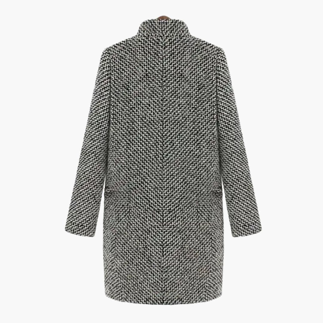 Damski długi płaszcz z guzikiem i kołnierzem