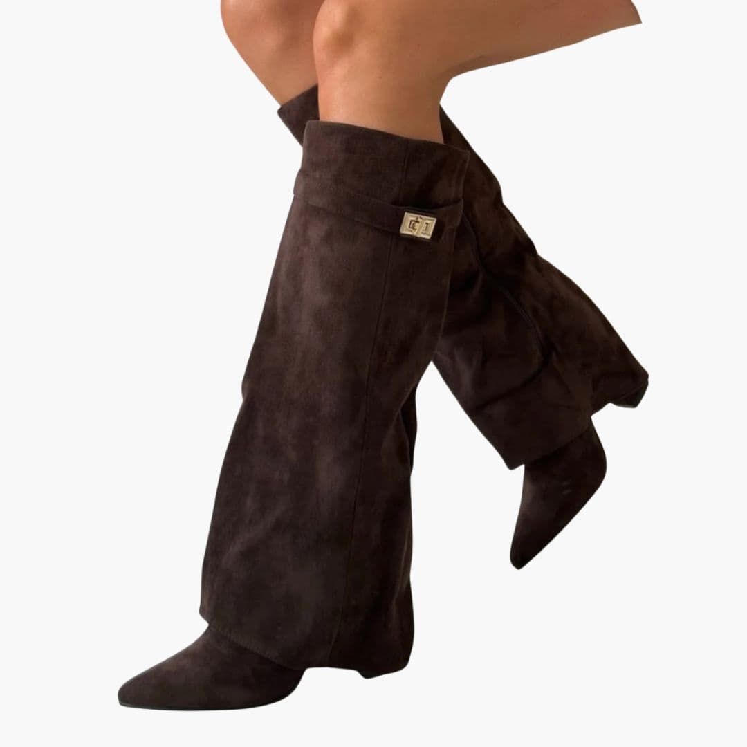 Damskie kozaki do kolan ze obcasem słupkowym