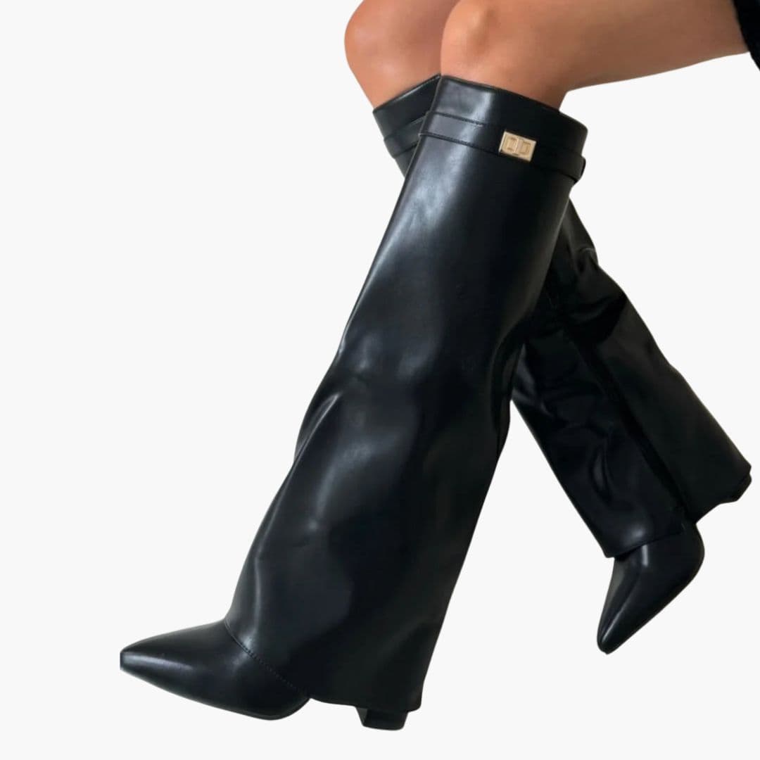 Damskie kozaki do kolan ze obcasem słupkowym