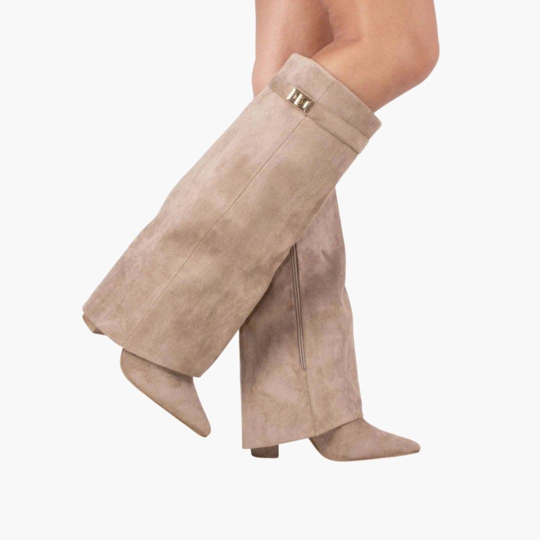 Damskie kozaki do kolan ze obcasem słupkowym