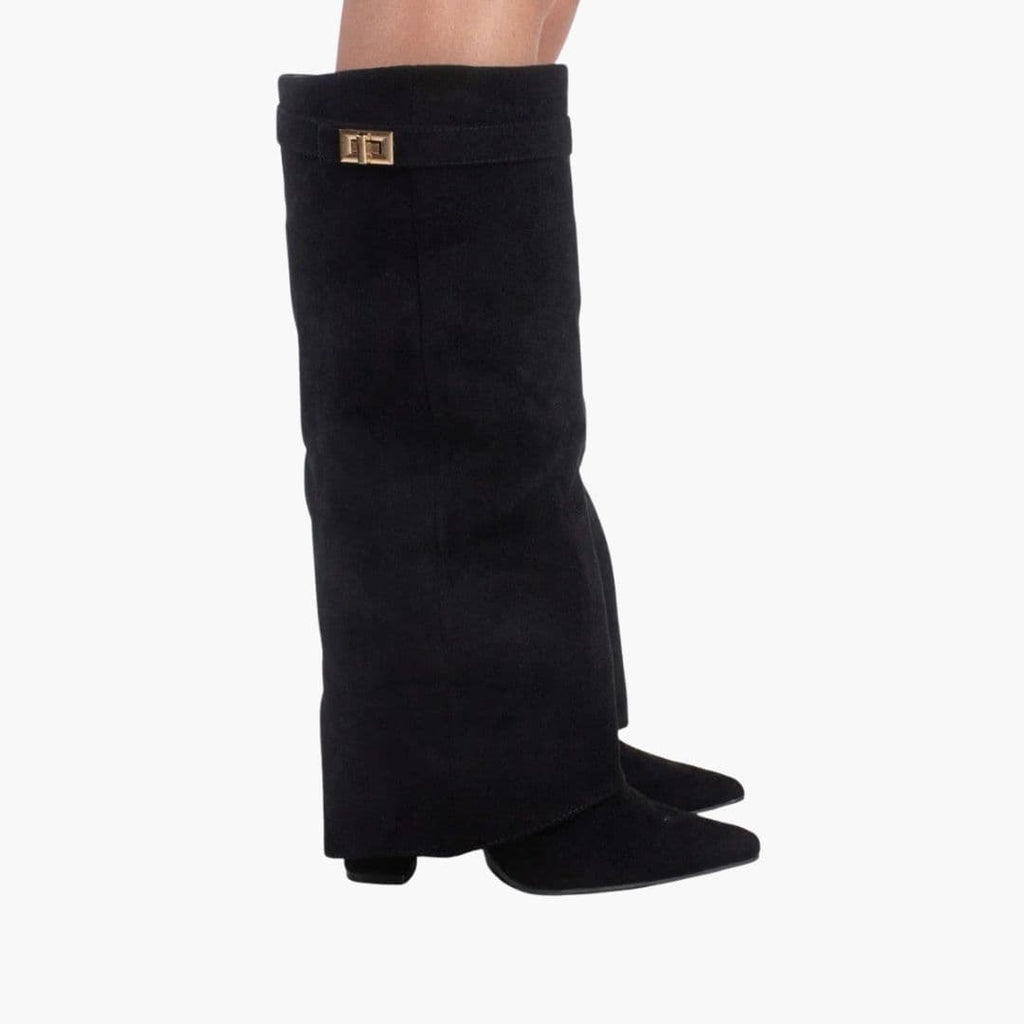 Damskie kozaki do kolan ze obcasem słupkowym