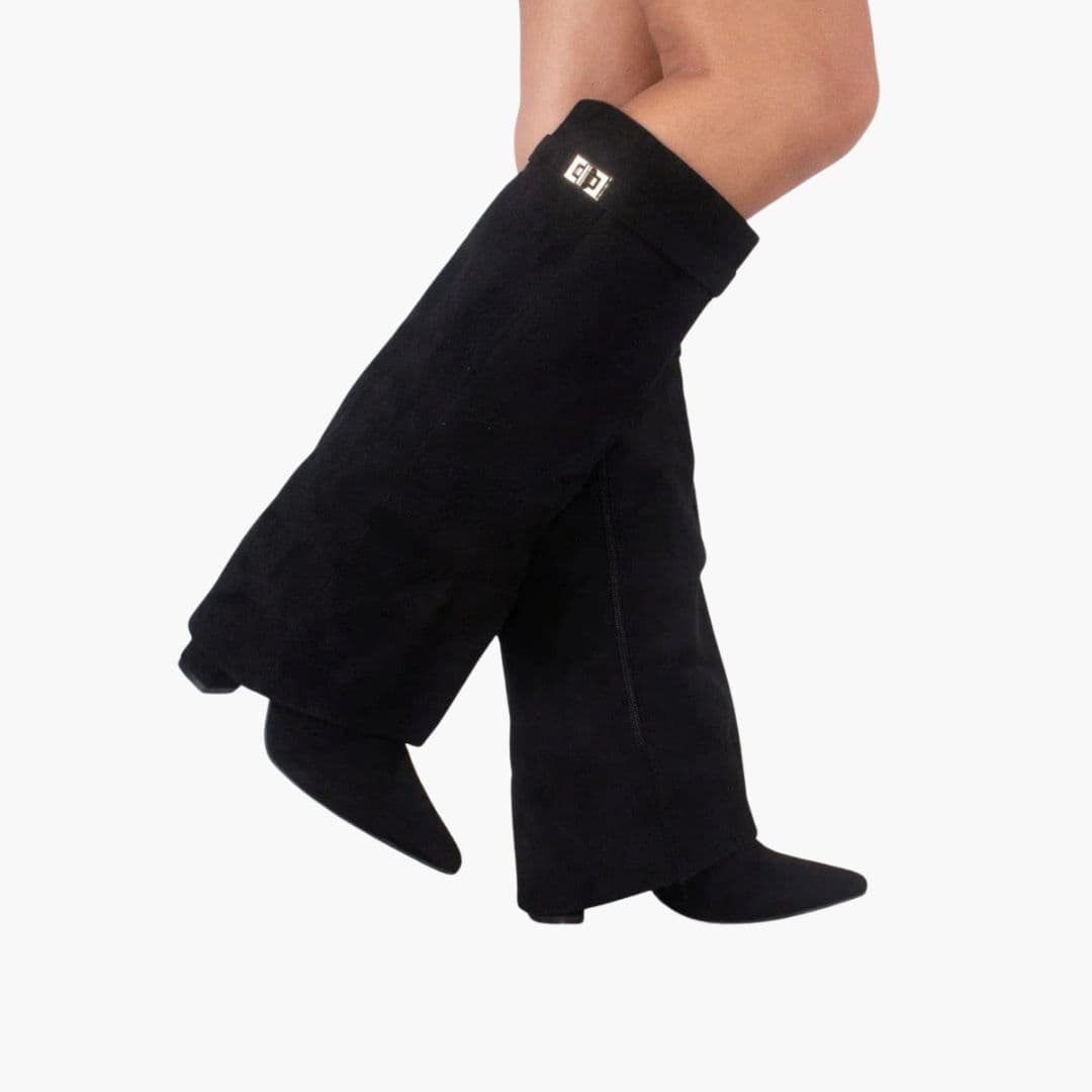 Damskie kozaki do kolan ze obcasem słupkowym