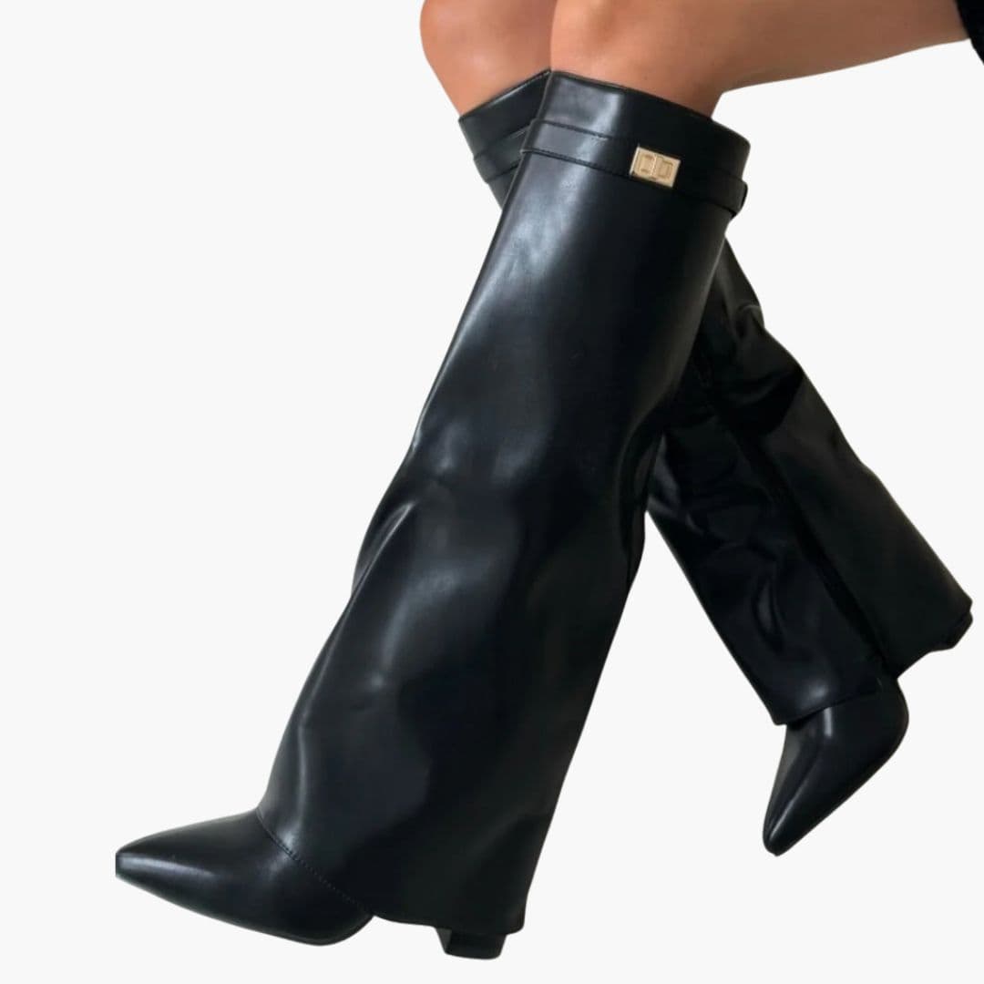 Damskie kozaki do kolan z obcasem słupkowym