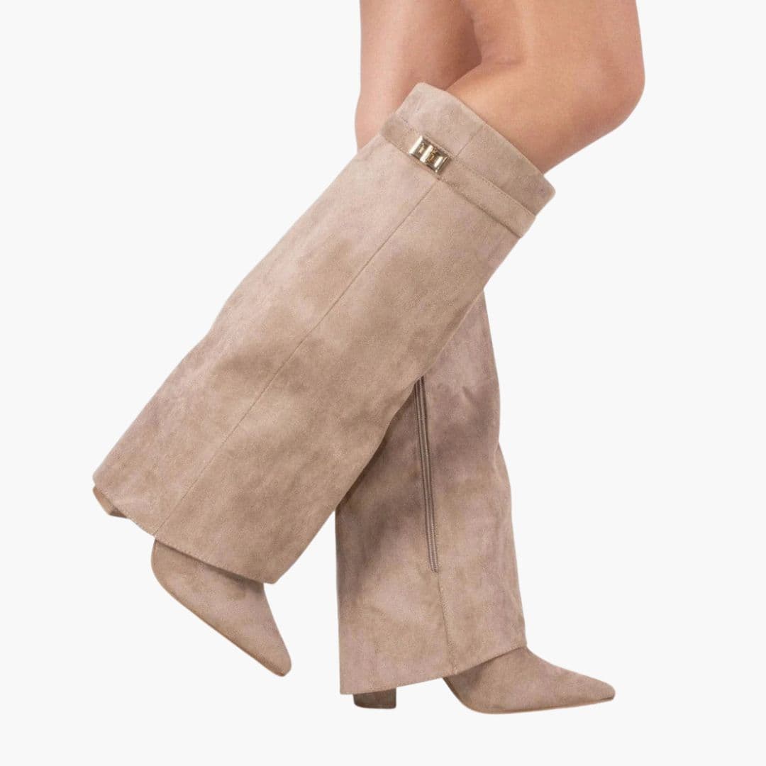 Damskie kozaki do kolan z obcasem słupkowym