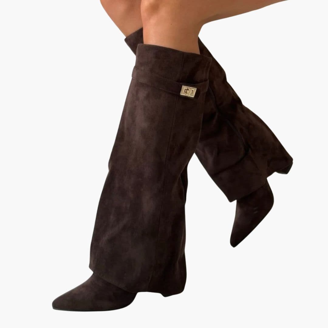 Damskie kozaki do kolan z obcasem słupkowym