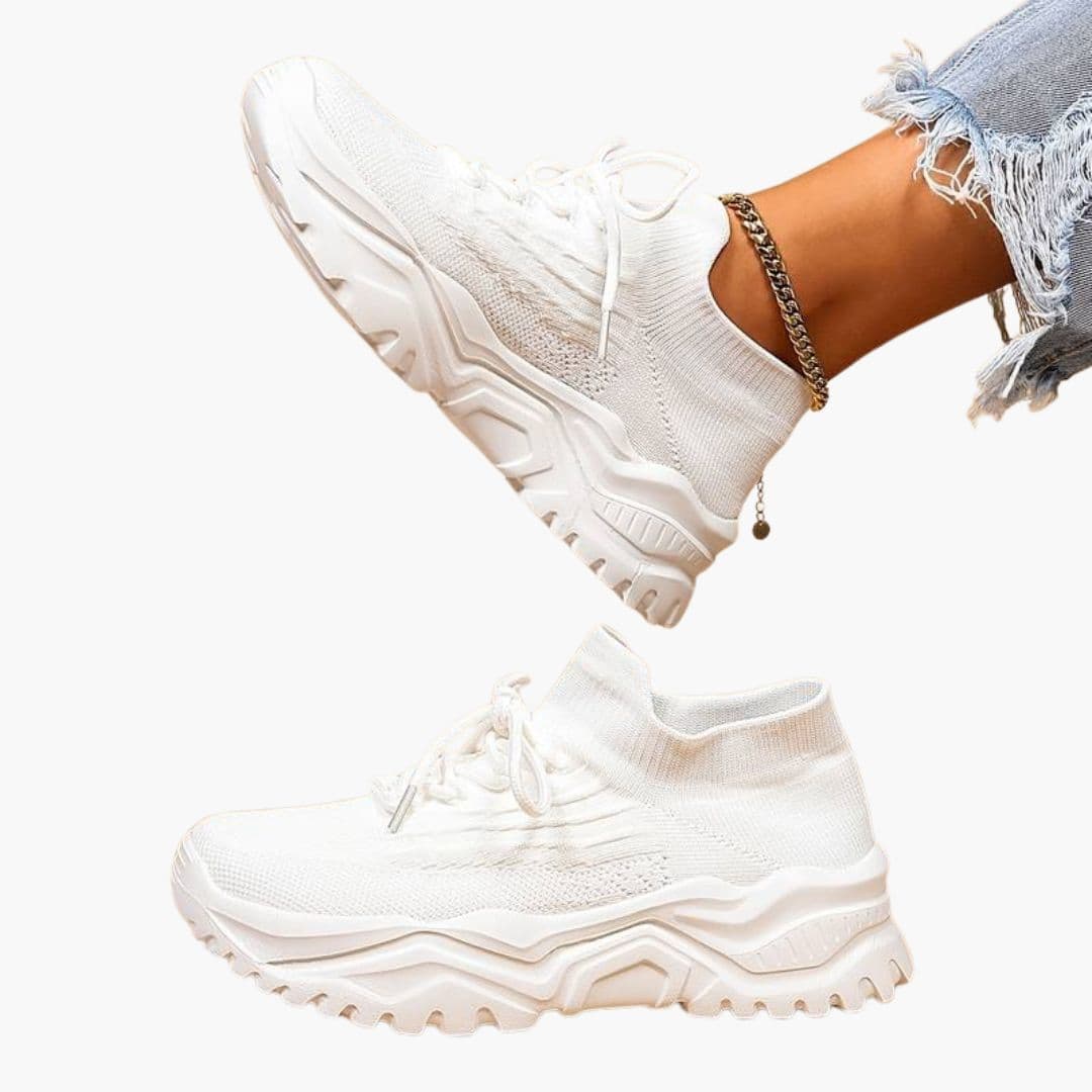 Damskie sneakersy sznurowane z siateczkową cholewką