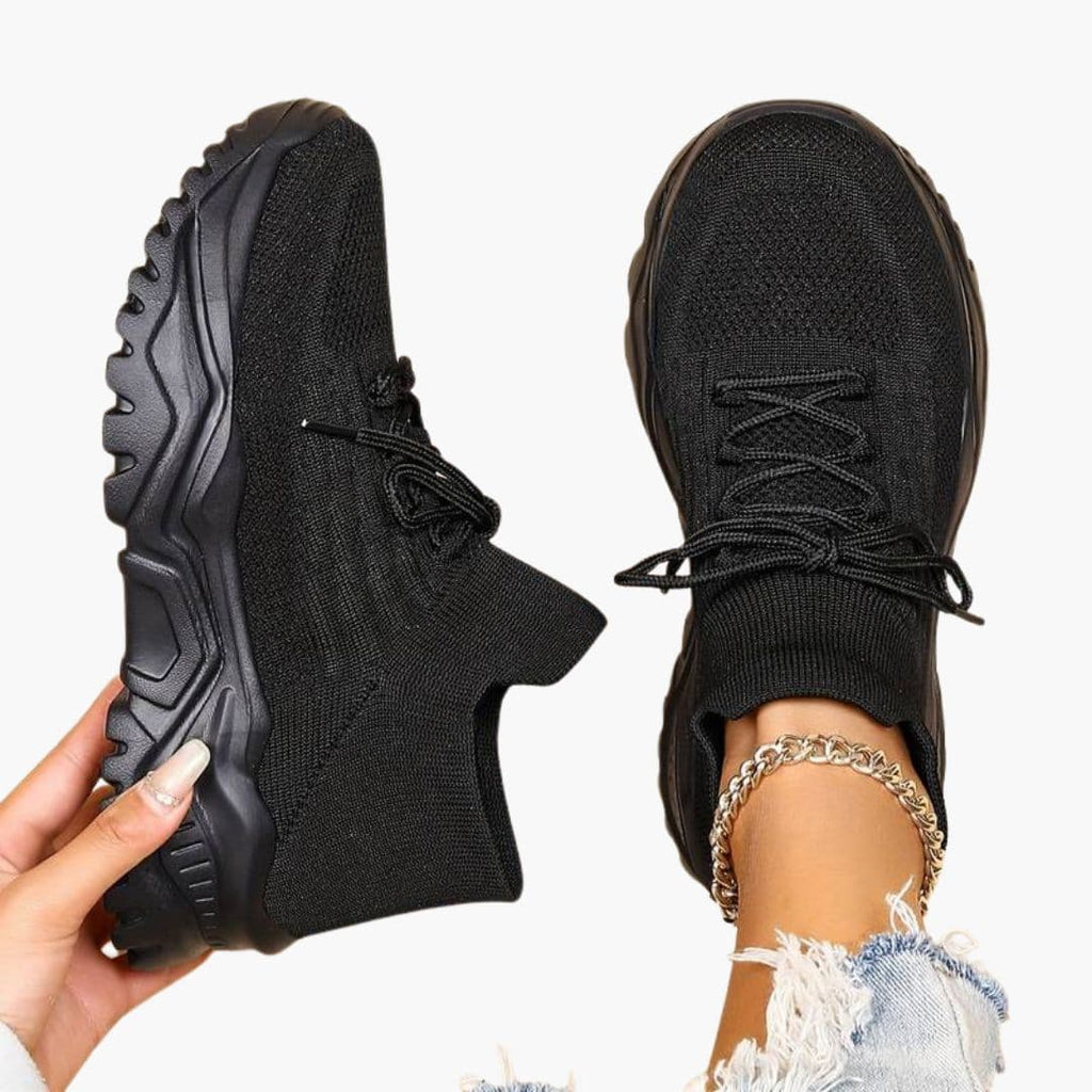 Damskie sneakersy sznurowane z siateczkową cholewką