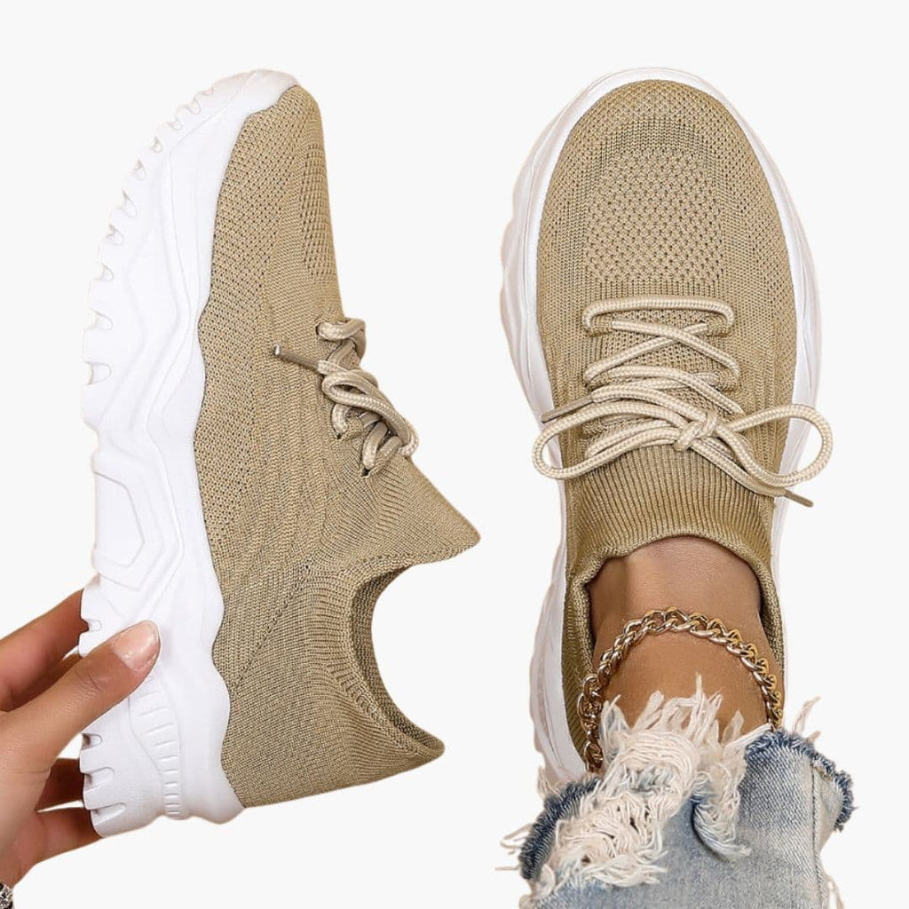 Damskie sneakersy sznurowane z siateczkową cholewką