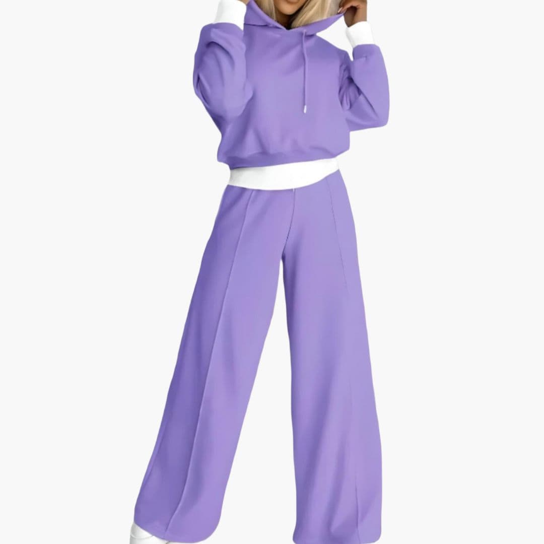 Damski zestaw z kapturem i szerokimi spodniami