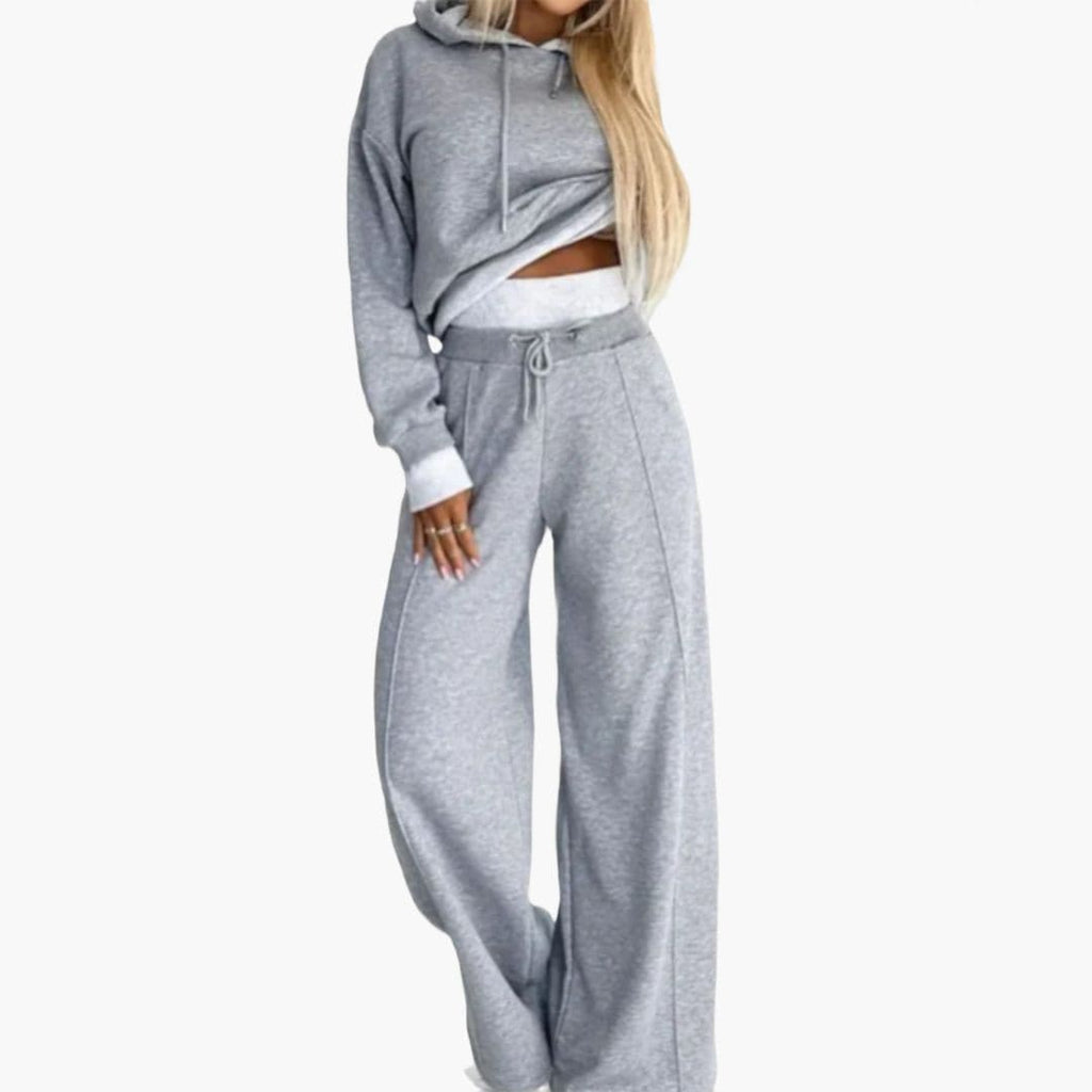 Damski zestaw z kapturem i szerokimi spodniami