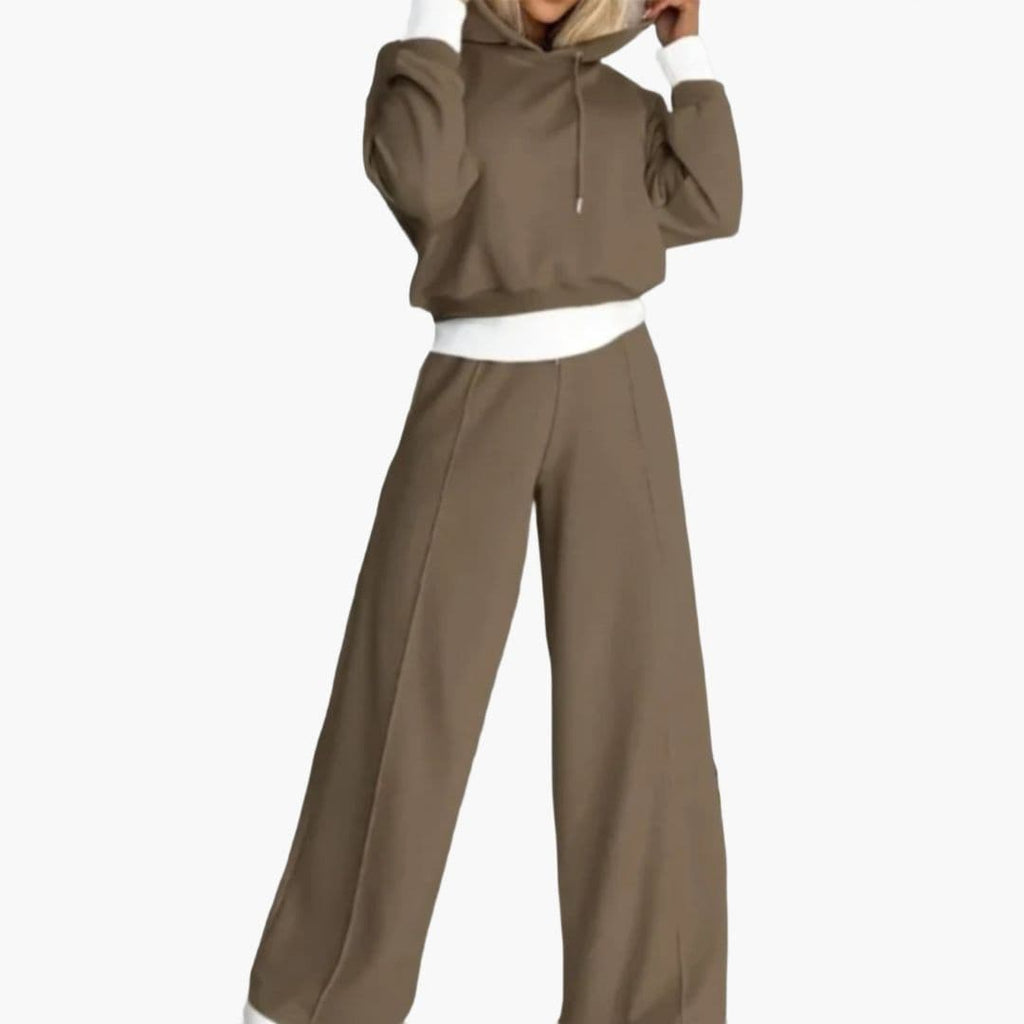 Damski zestaw z kapturem i szerokimi spodniami