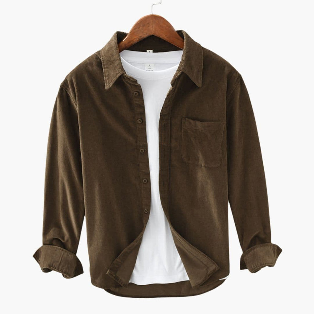 Koszula męska sztruksowa z kieszenią na piersi