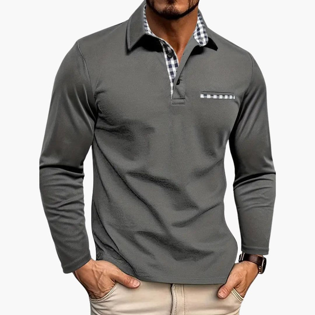 Koszulka polo męska z kołnierzykiem w kratę