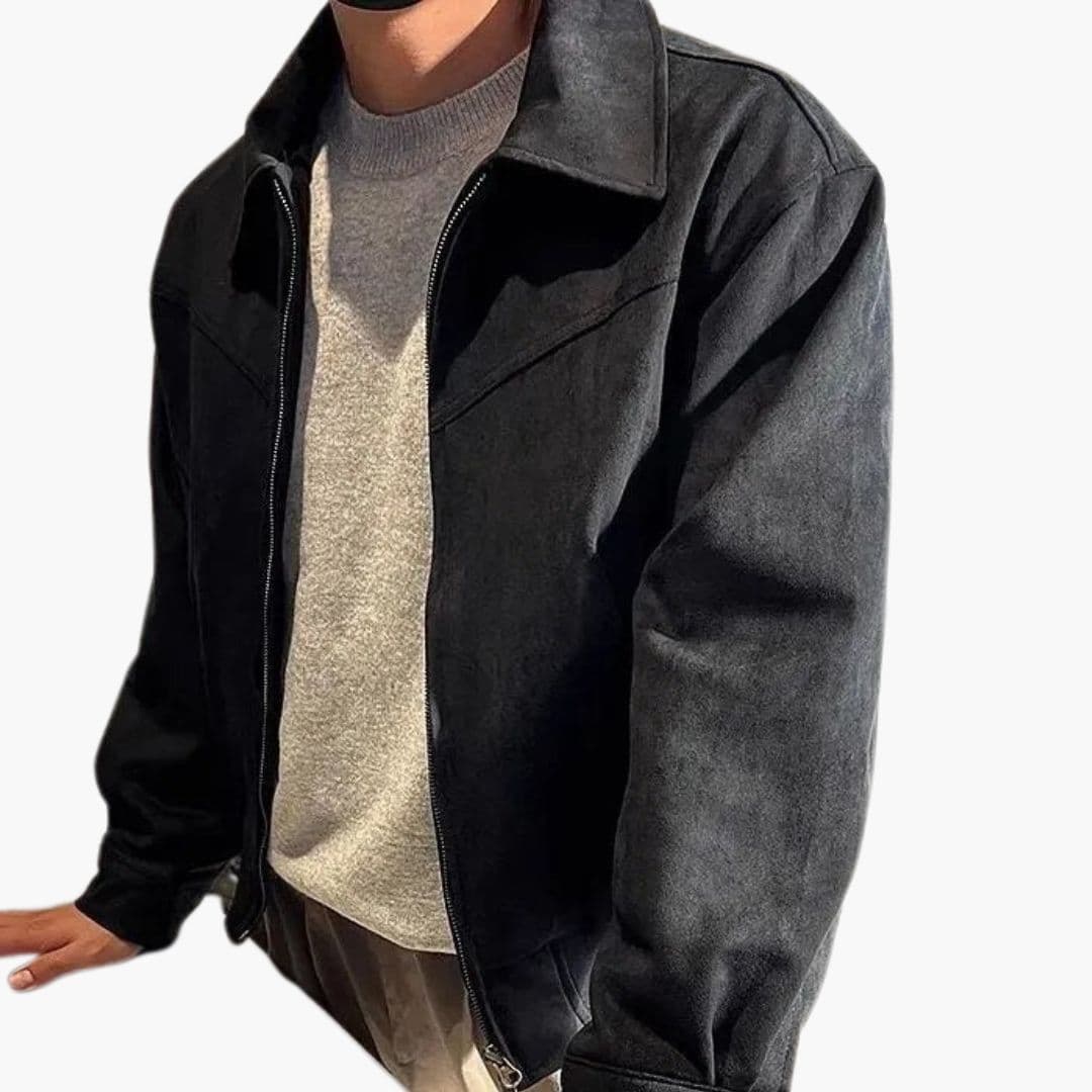 Kurtka bomber męska z zamkiem i mankietami na guziki