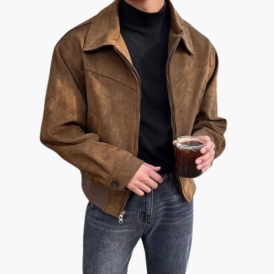 Kurtka bomber męska z zamkiem i mankietami na guziki