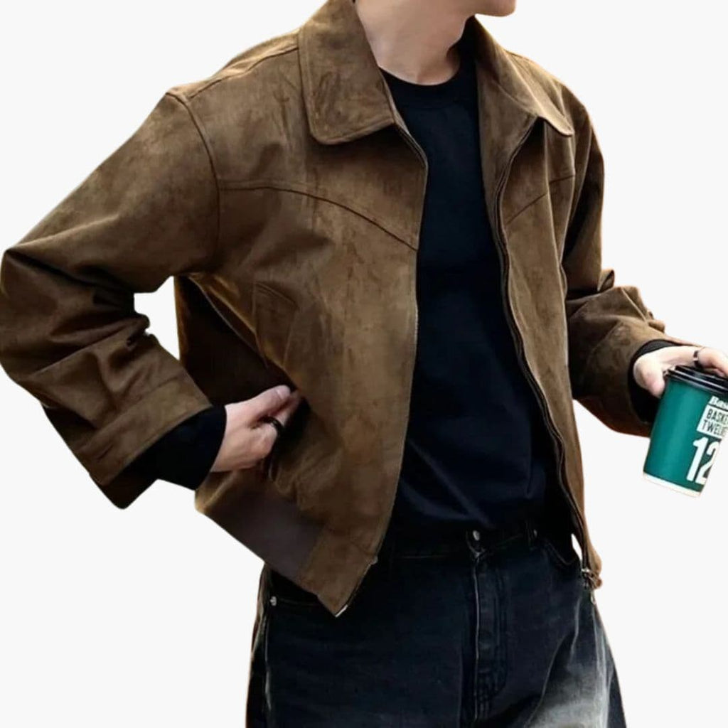 Kurtka bomber męska z zamkiem i mankietami na guziki