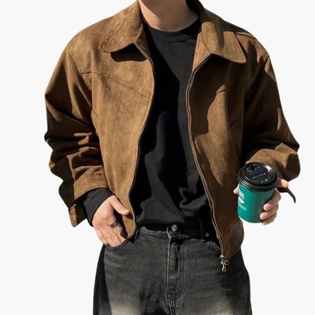 Kurtka bomber męska z zamkiem i mankietami na guziki