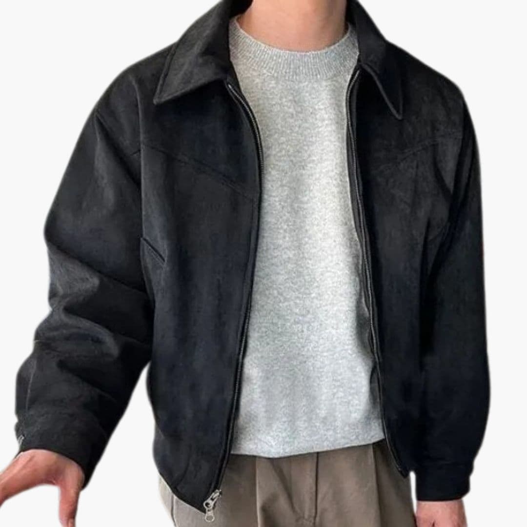 Kurtka bomber męska z zamkiem i mankietami na guziki