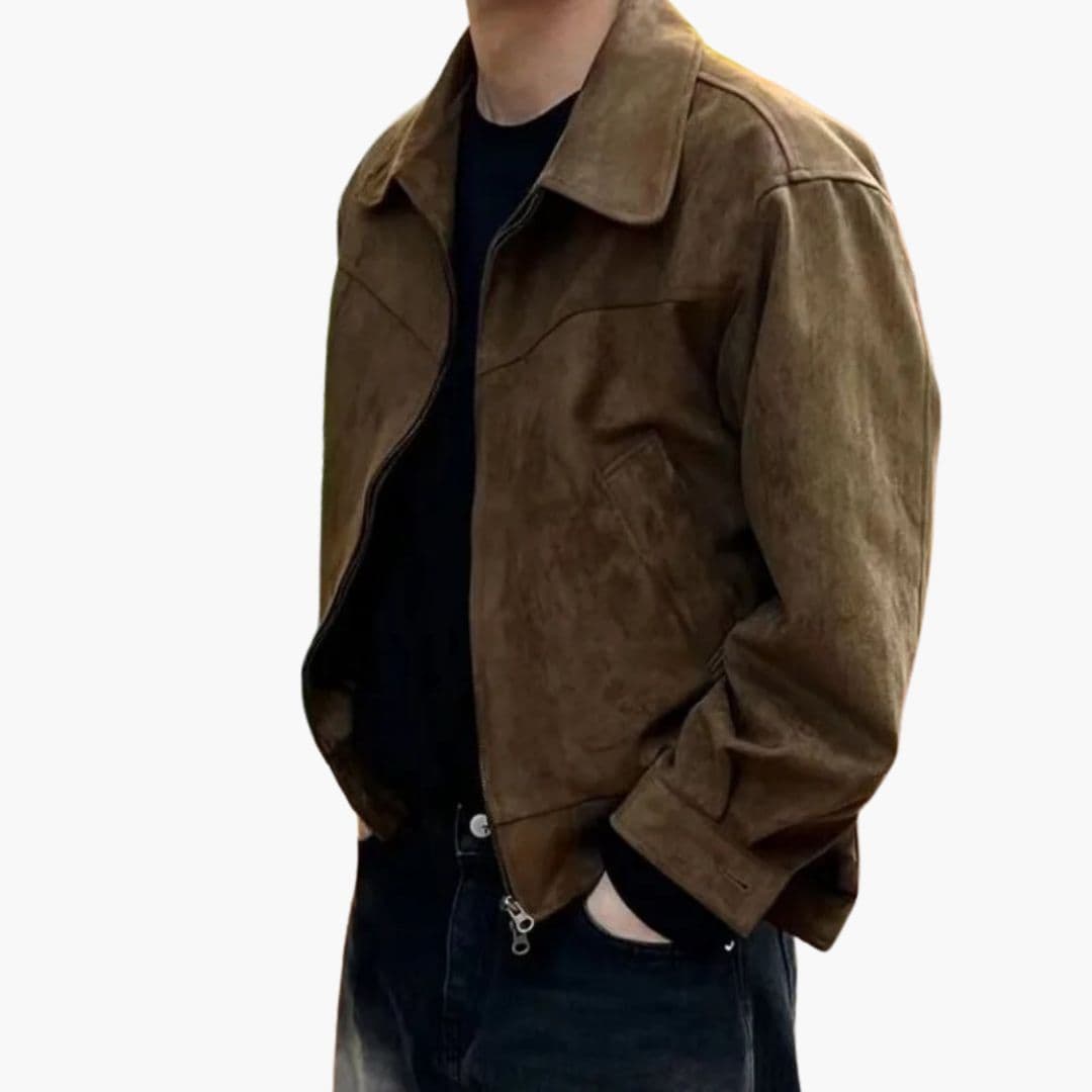 Kurtka bomber męska z zamkiem i mankietami na guziki