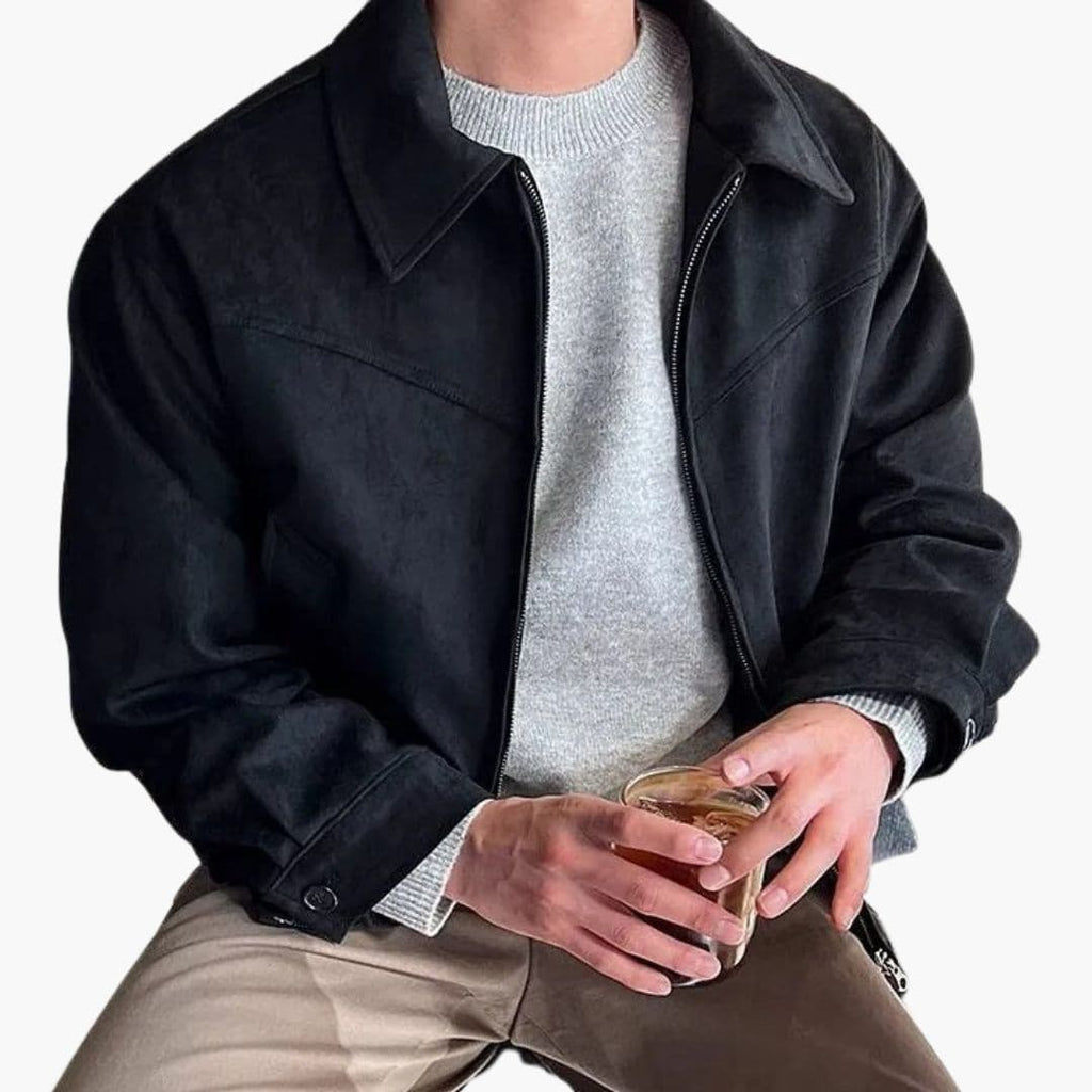 Kurtka bomber męska z zamkiem i mankietami na guziki
