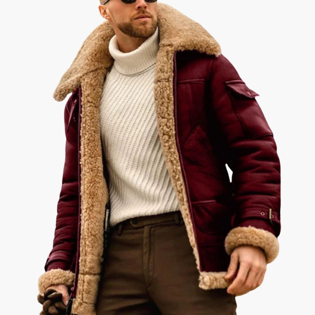 Kurtka męska z szerokim kołnierzem i podszewką PU