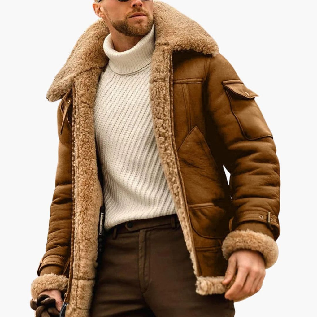 Kurtka męska z szerokim kołnierzem i podszewką PU