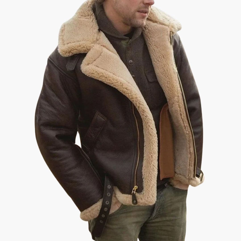 Kurtka pilotka męska z futrzaną podszewką