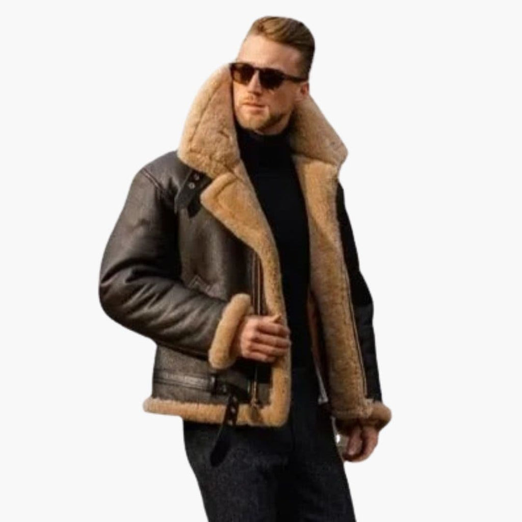 Kurtka pilotka męska z futrzaną podszewką