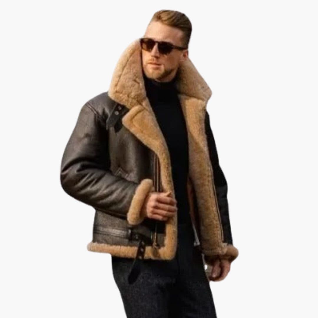 Kurtka pilotka męska z futrzaną podszewką