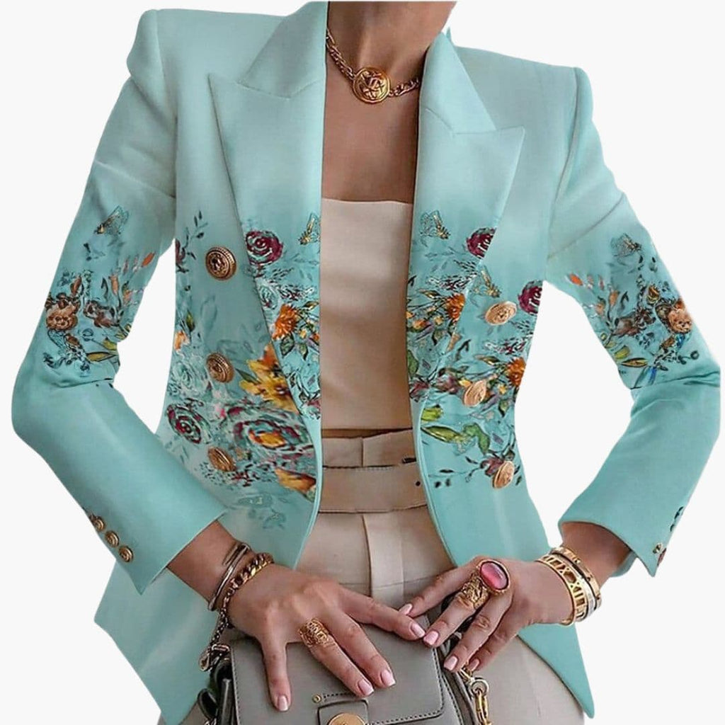 Kwiatowa marynarka damska zapinana na guziki