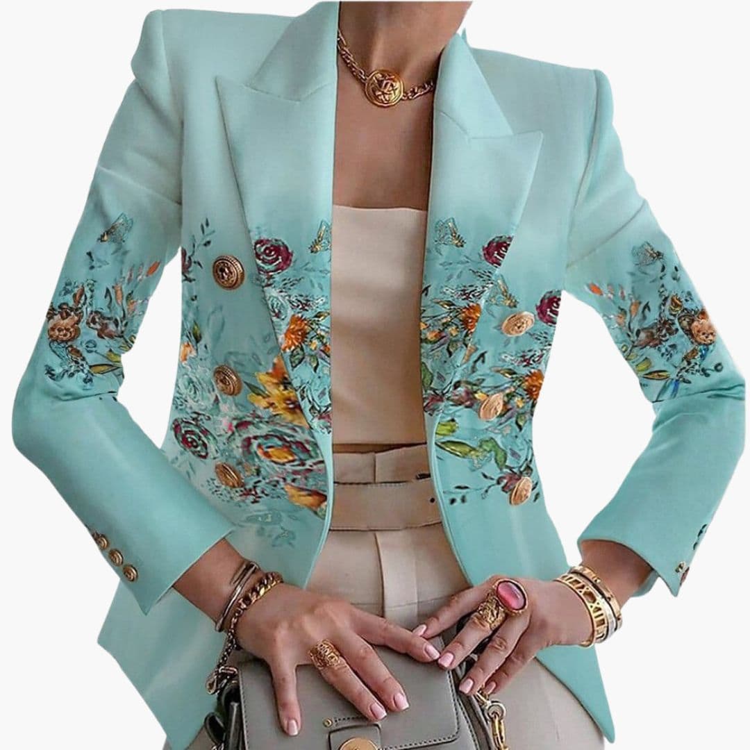 Kwiatowa marynarka damska zapinana na guziki