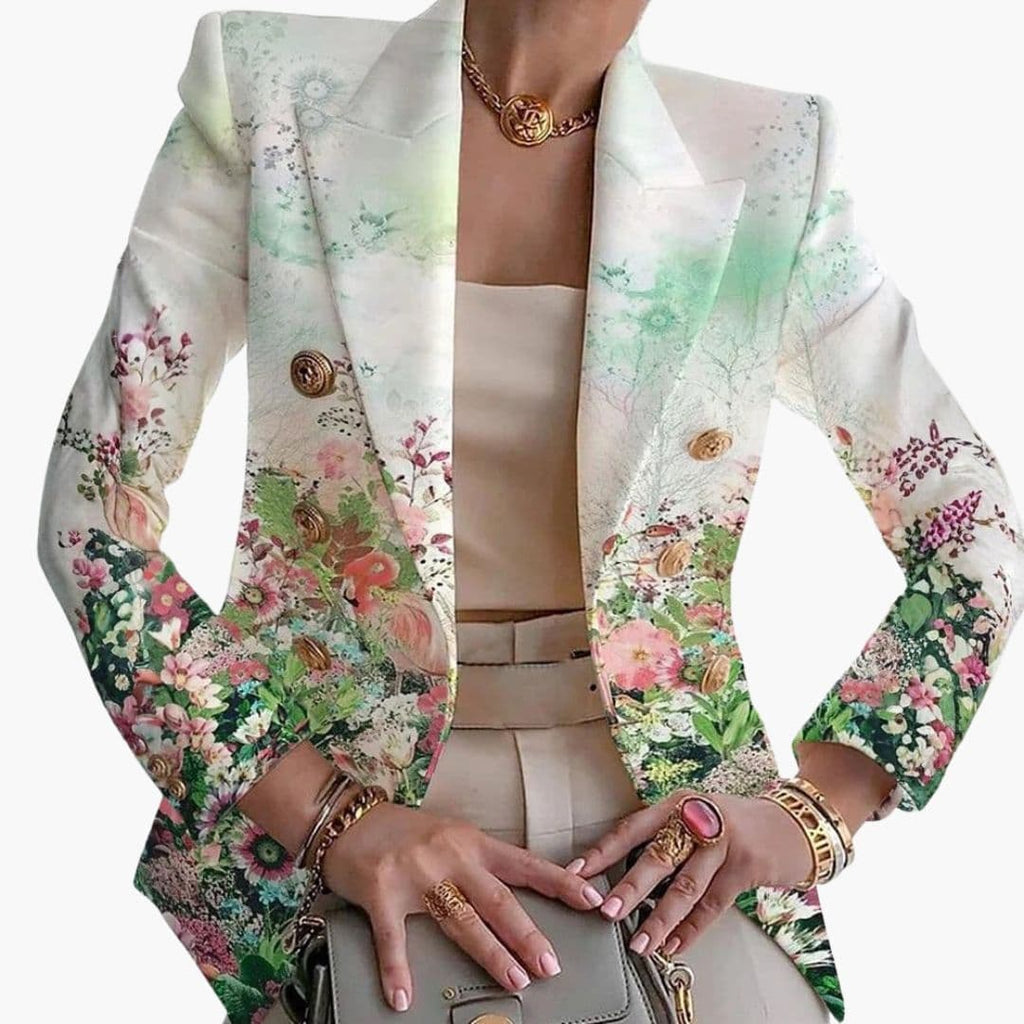 Kwiatowa marynarka damska zapinana na guziki