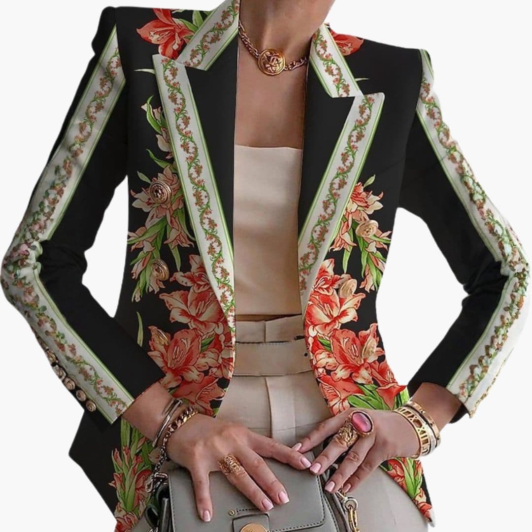 Kwiatowa marynarka damska zapinana na guziki