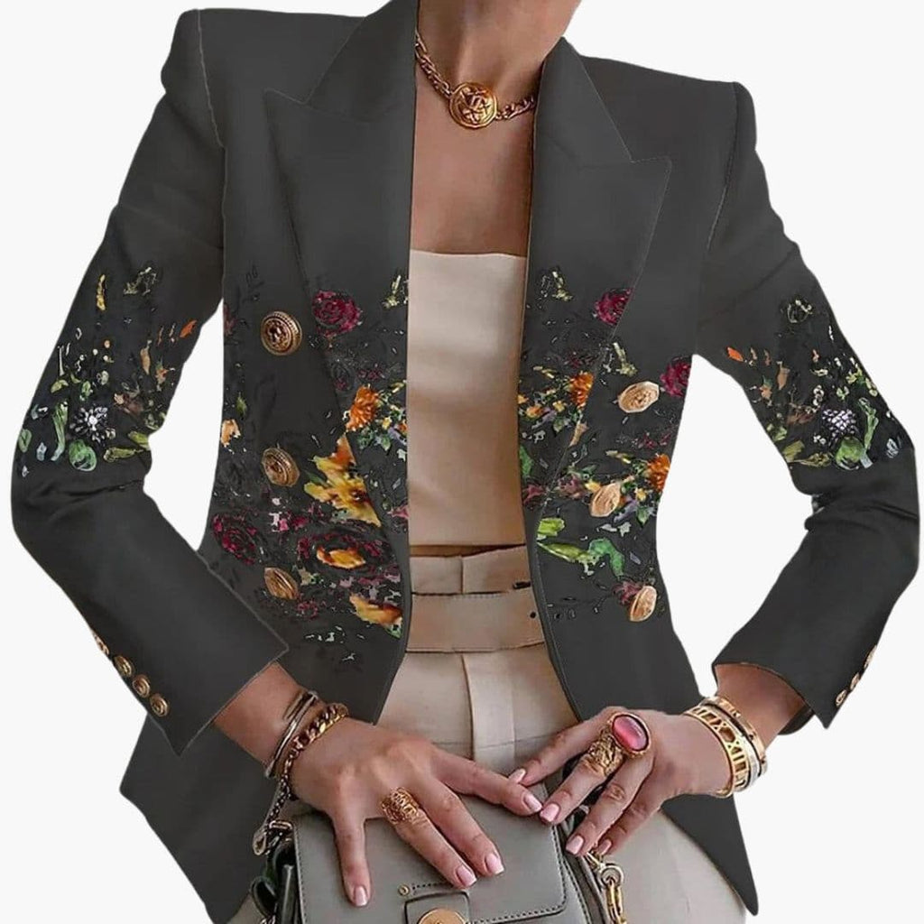 Kwiatowa marynarka damska zapinana na guziki