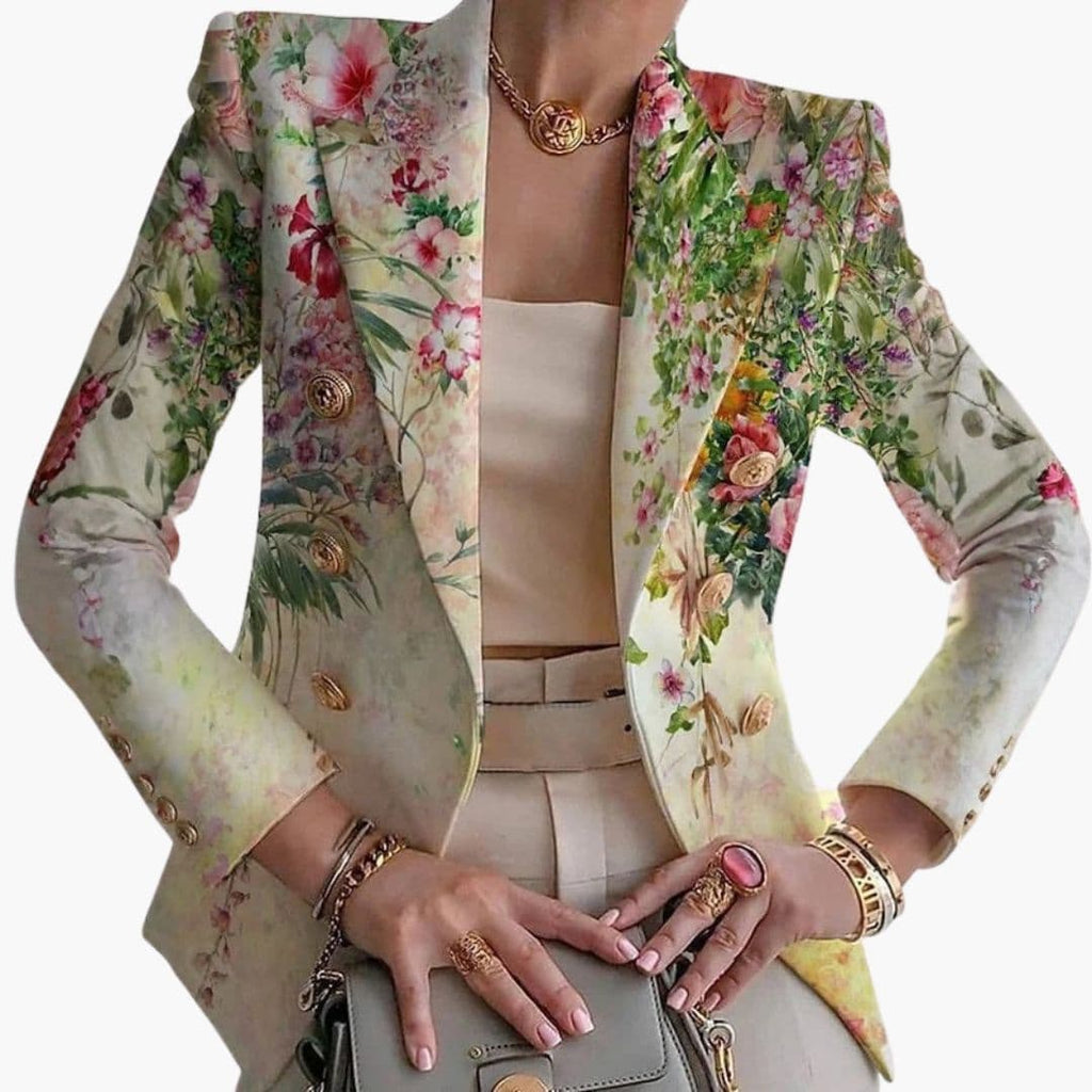 Kwiatowa marynarka damska zapinana na guziki