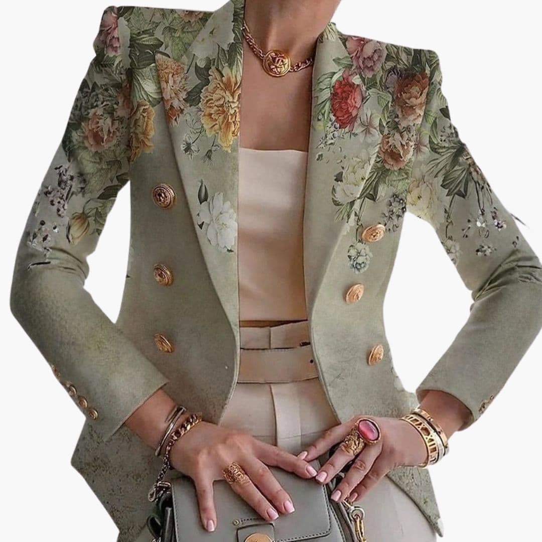 Kwiatowa marynarka damska zapinana na guziki