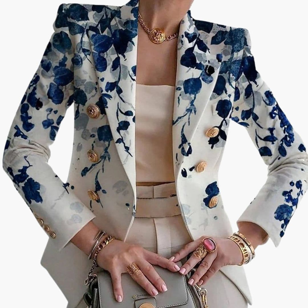 Kwiatowa marynarka damska zapinana na guziki