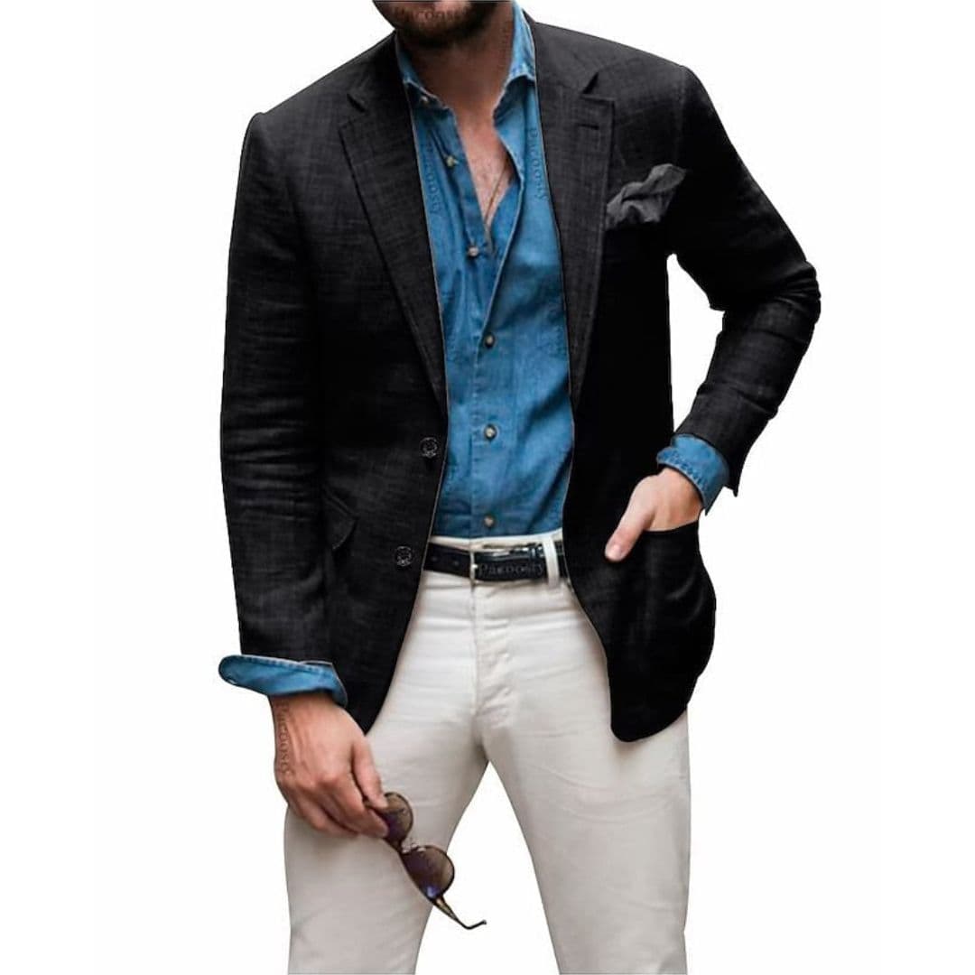 Marynarka męska z klapą i naszywanymi kieszeniami