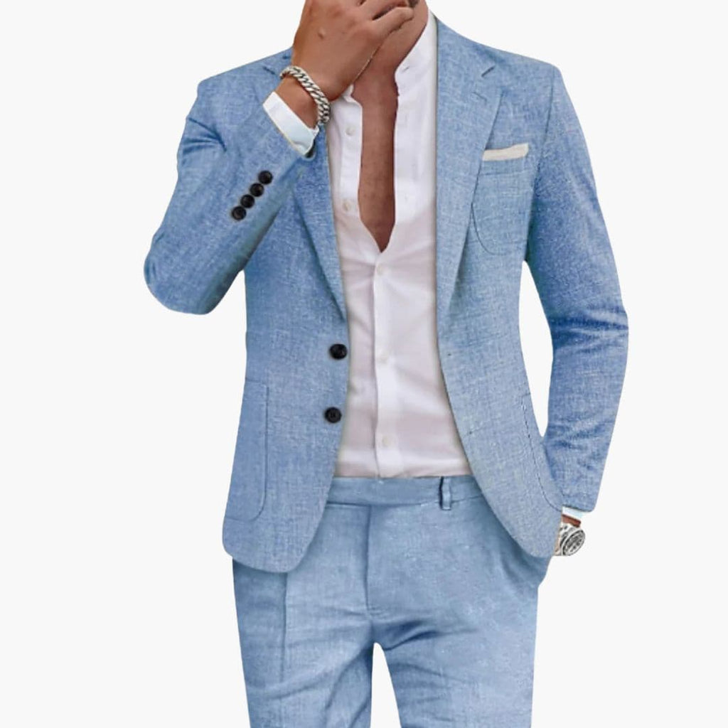 Męski garnitur slim z marynarką i spodniami