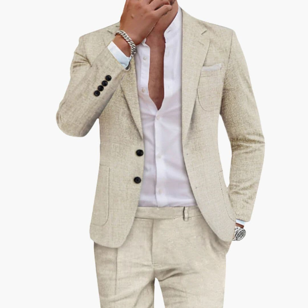 Męski garnitur slim z marynarką i spodniami