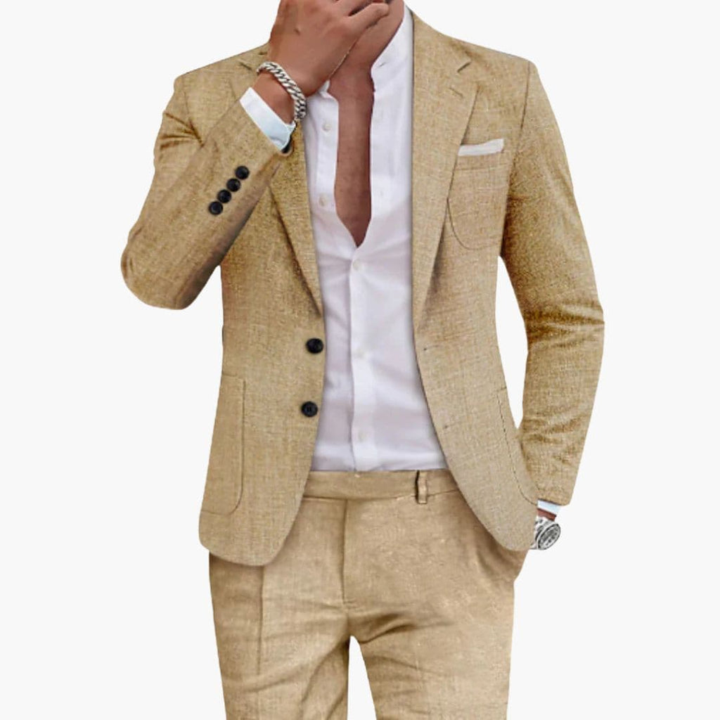 Męski garnitur slim z marynarką i spodniami