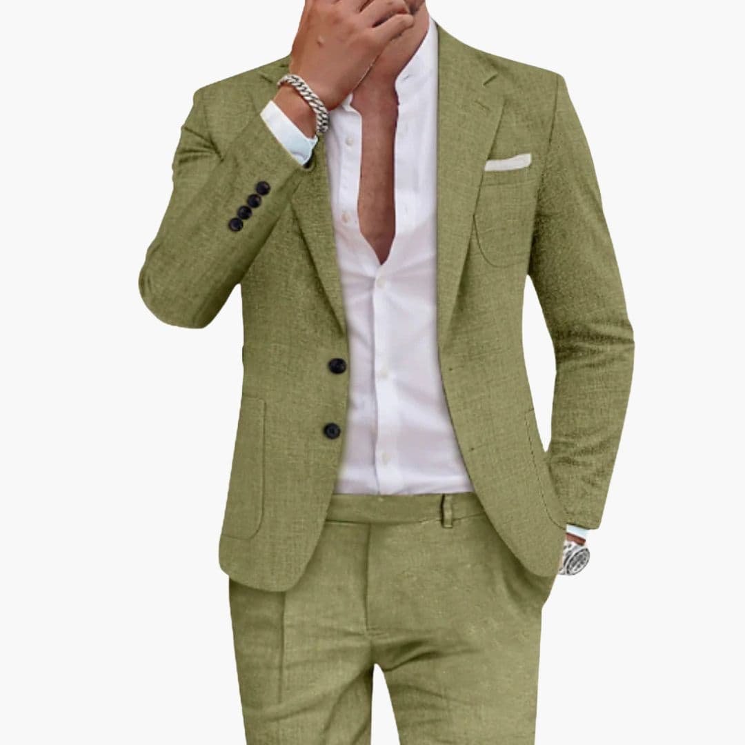 Męski garnitur slim z marynarką i spodniami