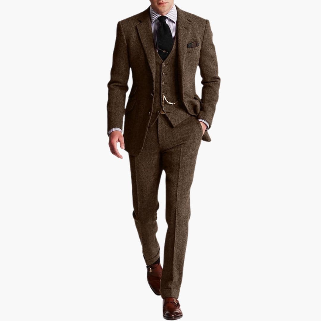 Męski zestaw garniturowy z marynarką i kamizelką